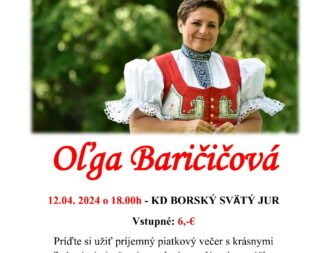 Pozvánka na koncert Oľgy Baričičovej (12.04.)